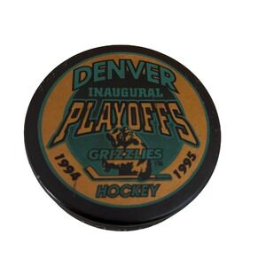 Denver Grizzlies Inaugural Playoffs 94-95 Hockey Puck Made in Slovakia Avalanche